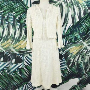 Vintage Robbie Bee knit white boho cardigan dress